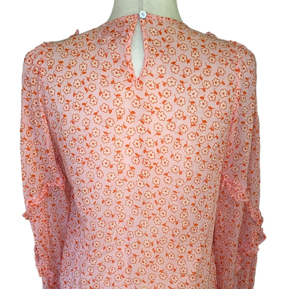 Banjanan Margot Ruffle Pink Floral Daisy Orchid Top - S - Picture 9 of 14